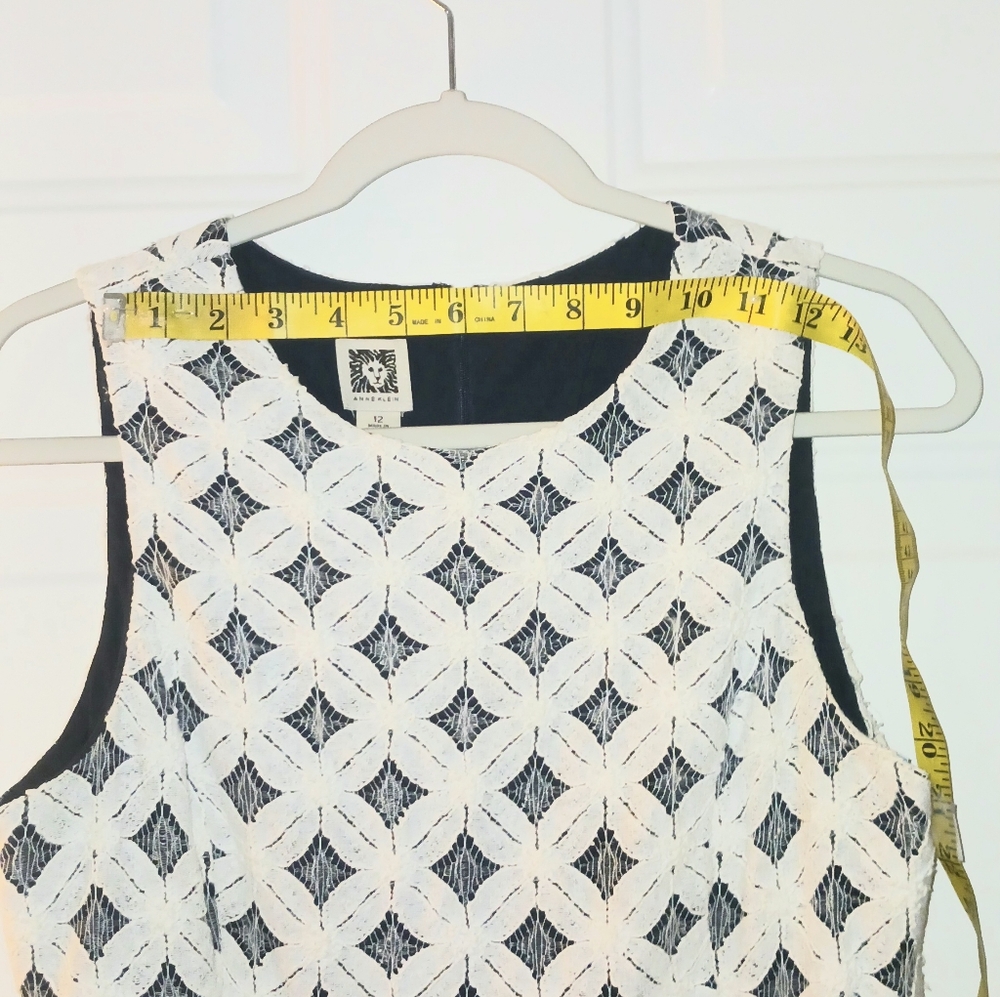 Anne Klein Women's Navy Blue And White Sleeveless Dress Size 12 - Picture 6 of 10